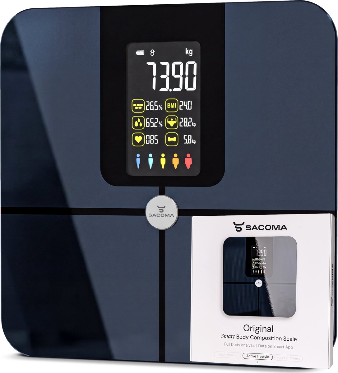 Bol.com Sacoma Original Weegschaal Personenweegschaal Digitaal - 17x Lichaamsanalyse - Slimme Weegschaal met App - Weegschalen -... aanbieding