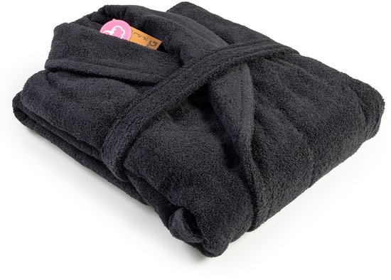 ARTG® Robezz - Badjas Sjaalkraag - 100% Badstof Katoen - Zwart - Black - Maat L/XL