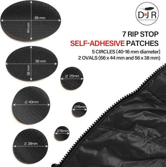 Donsjack Reparatie Patches - Jas Herstel Kit - Kleding Repareren - Zelfklevend Ripstop Nylon - 7 Stuks - Wit van Merkloos — afbeelding 4