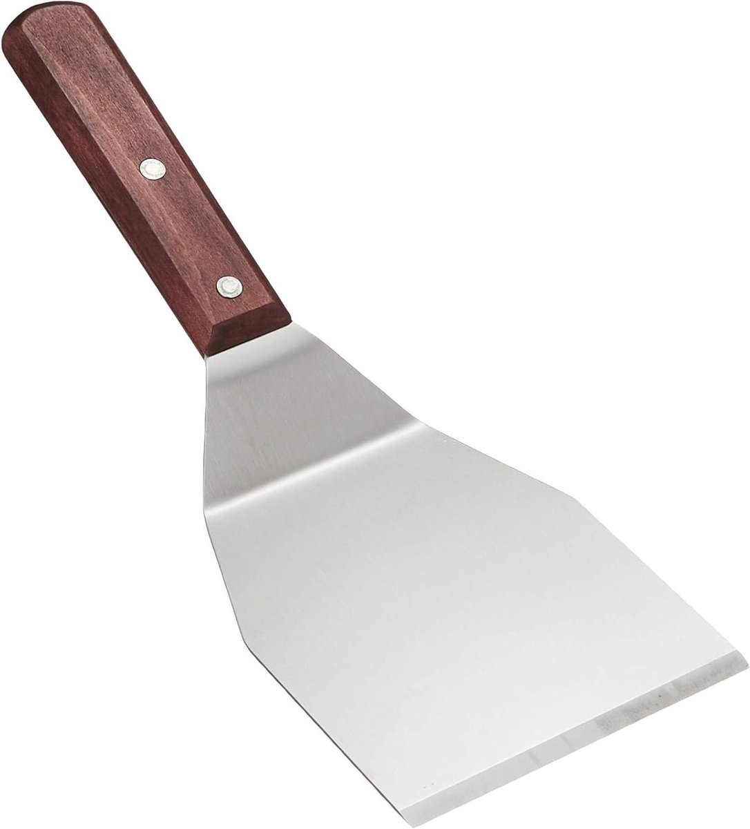 Hamburger Turner - Spatel Burger - Hamburgers Bakken - Houten Handvat - 200 Gram - Zilverkleurig
