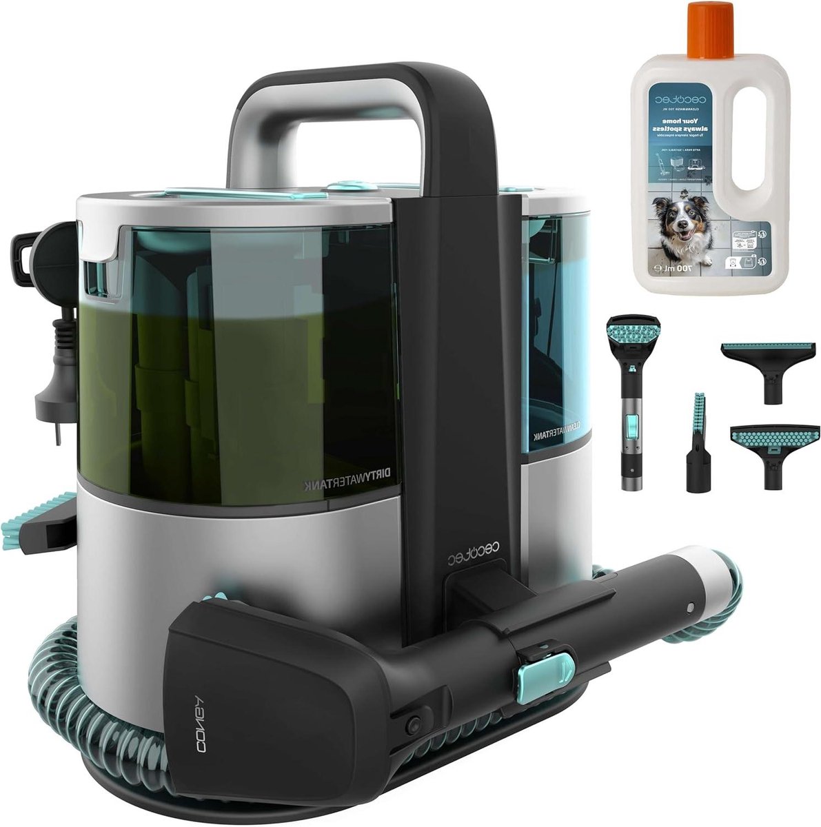 Tapijtreiniger - Vloerreiniger - Vlekken Verwijderen - 3-in-1 functie - 1600 ml capaciteit - Grijs