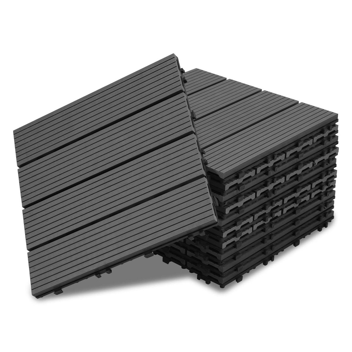 WPC Kliktegels - Terrastegels Composiet - Balkon Terras Aanleggen - Weerbestendig Waterdicht - 55 stuks 5 m² - Antraciet