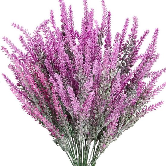 Kunstlavendel Boeketten - Nep Bloemen - Buiten Decoratie - Levenschte Uitzicht - 36 cm - Fuchsia