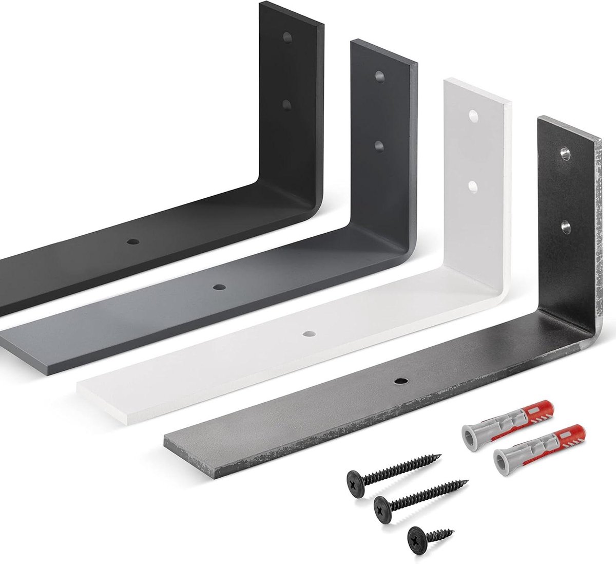 Metalen planksteunen - Wandsteunen doe-het-zelf - Zelf planken maken - Massief staal gebogen - 250x100x40 mm - Ruw staal