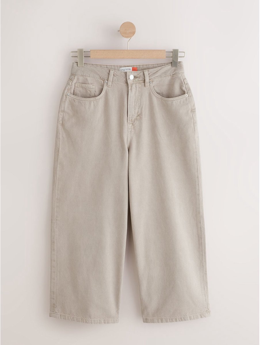 Next - Dames - Cropped jeans met wijde pijpen - Naturel
