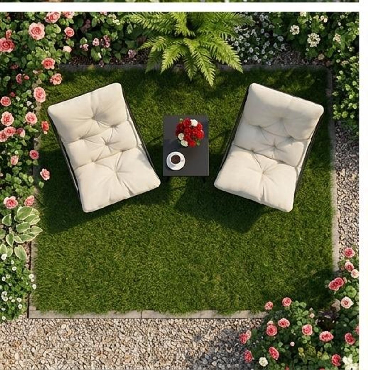 alkonmeubelset 3-delig met Tafel en 2 Stoelen 90x69x80 cm – Wit Tuinset voor Klein Balkon met Kussens – Compacte Loungeset Outdoor – Urbanhome