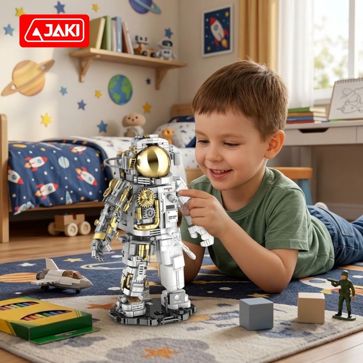 Jaki - Astronaut Ruimtevaarder | Artemis Space Wars Expert | Classic Creator STEM ideas speelgoed | Compatible met lego mould king mega bloks | Technic nasa ruimte robot bouwpakket | 1078 bouwstenen — afbeelding 10