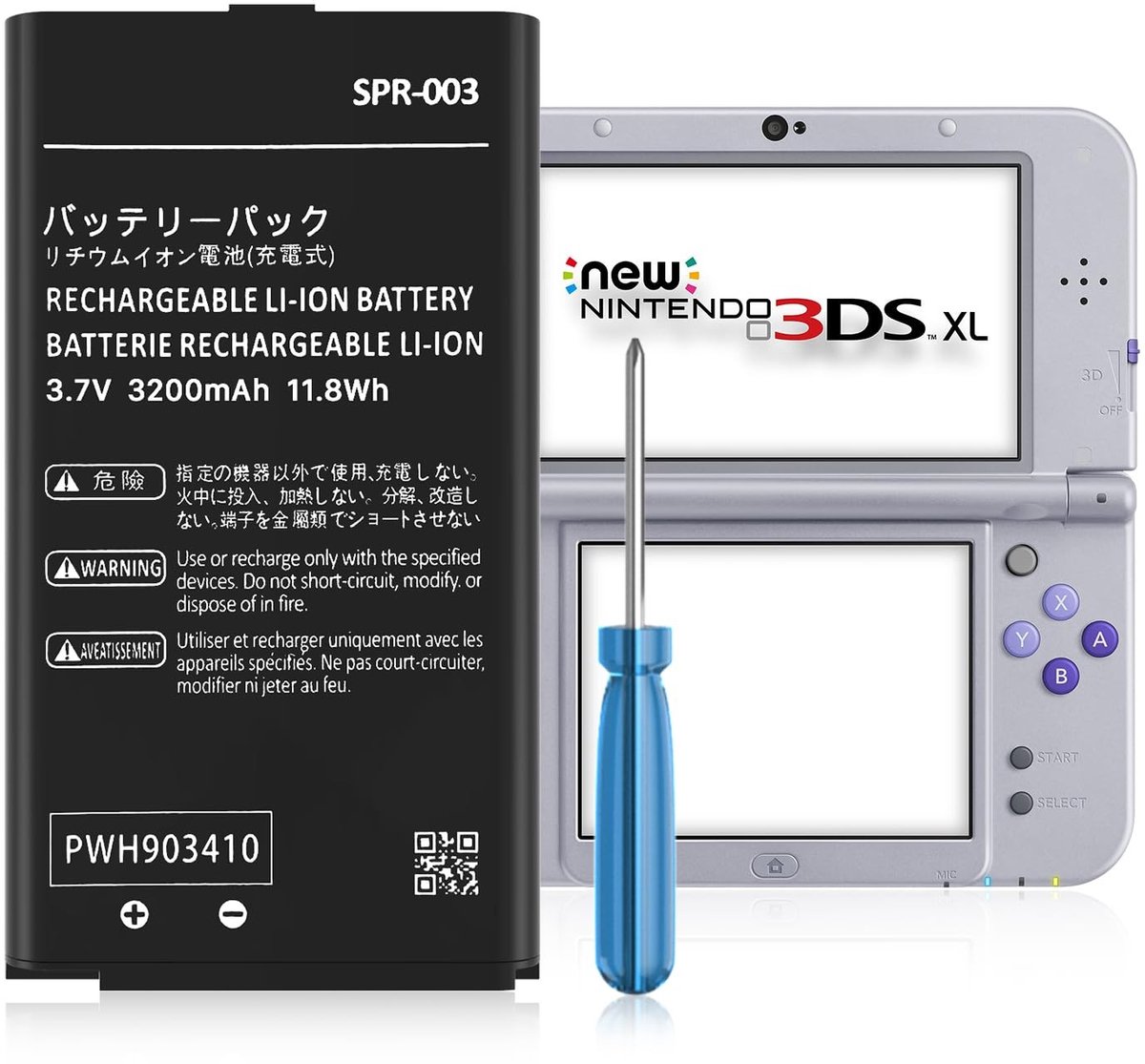 Cosensi - SPR-003 Vervangingsbatterij - 3200mAh - Ideaal voor Nintendo 3DS XL - Lange levensduur - Geschikt voor gaming - Li-ion technologie