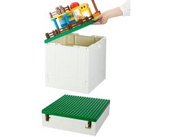 Cosensi - Boîte de Rangement Pliable - Rangement Duplo - Avec Plaque de Construction - Vert Foncé - Lego Duplo Mega Bloks - 25 Litres - Convient aux Enfants