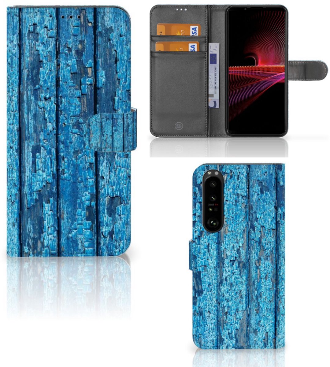 Sony Xperia 1 III Book Style Case Wood Blue