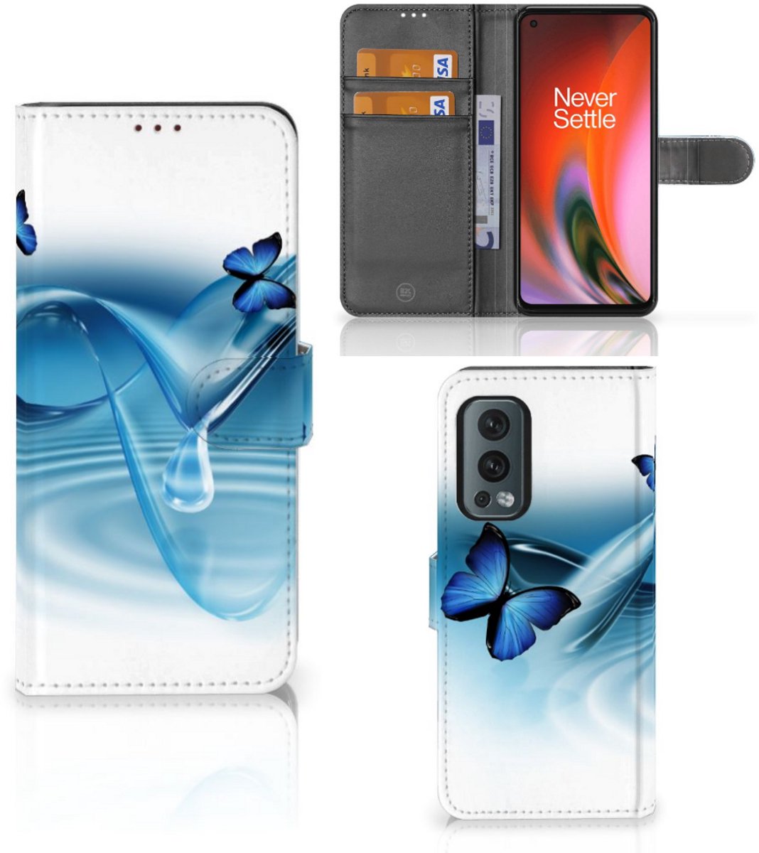 OnePlus Nord 2 5G Telefoonhoesje met Pasjes Vlinders