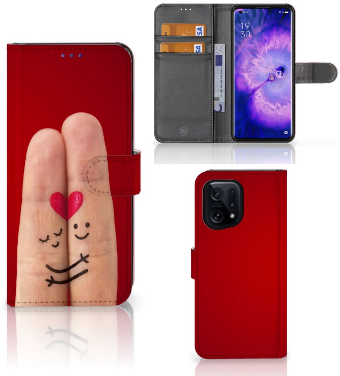 OPPO Find X5 Wallet Case met Pasjes Liefde - Origineel Romantisch Cadeau