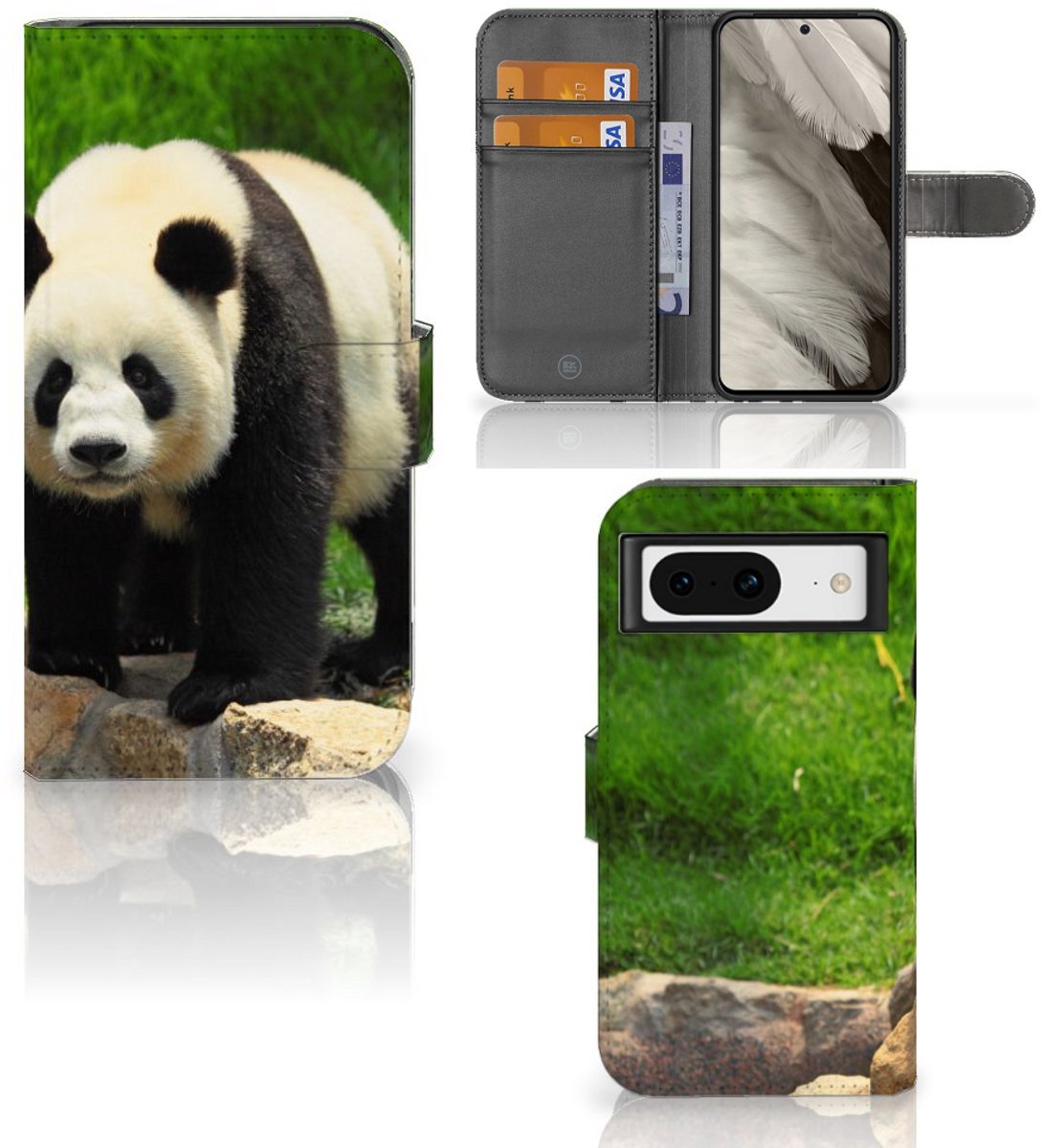 Google Pixel 8 Telefoonhoesje met Pasjes Panda