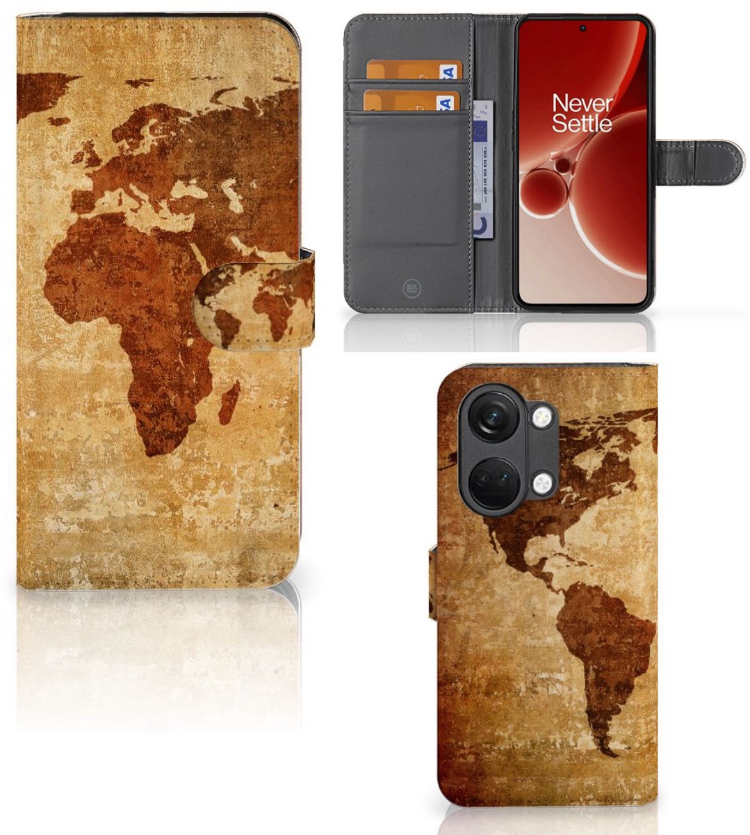 OnePlus Nord 3 Flip Cover Wereldkaart