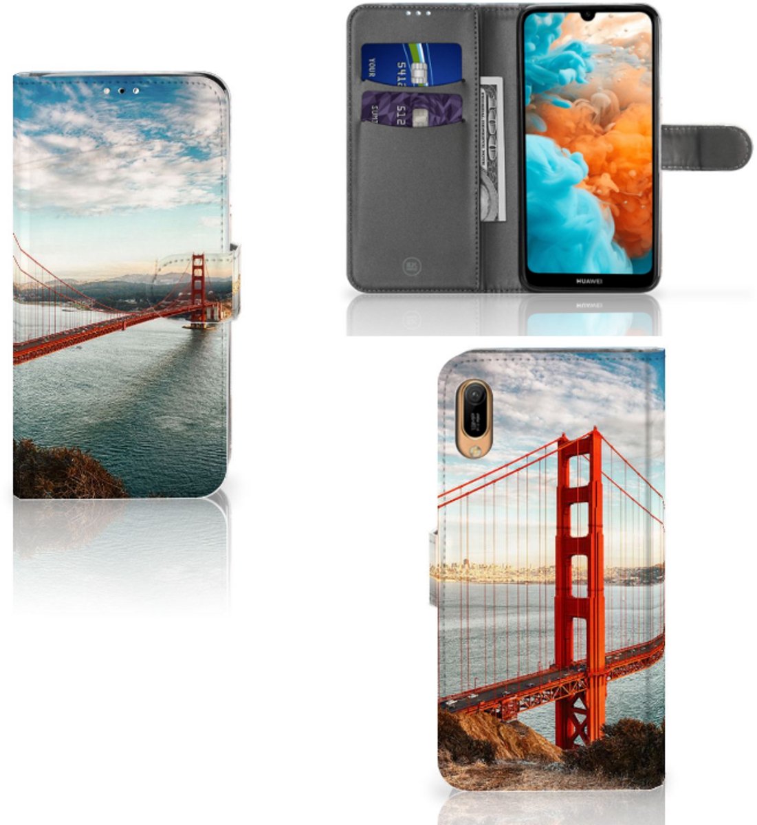 Boekhoesje voor Huawei Y6 (2019) Flip Cover Golden Gate Bridge