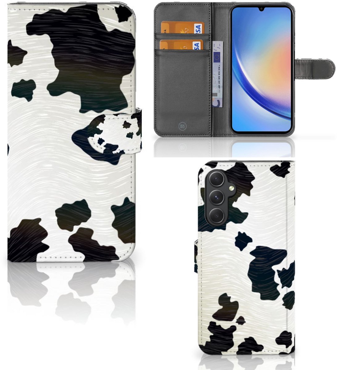 Samsung Galaxy A24 4G Telefoonhoesje met Pasjes Koeienvlekken