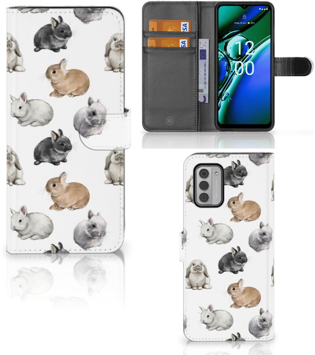 Telefoonhoesje met Pasjes voor Nokia G42 Konijntjes