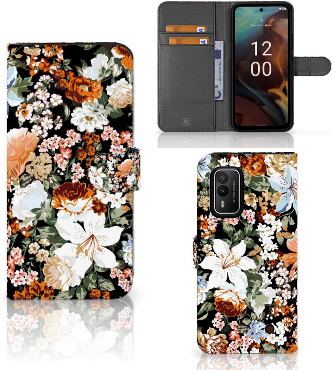 Hoesje voor Nokia XR21 Dark Flowers