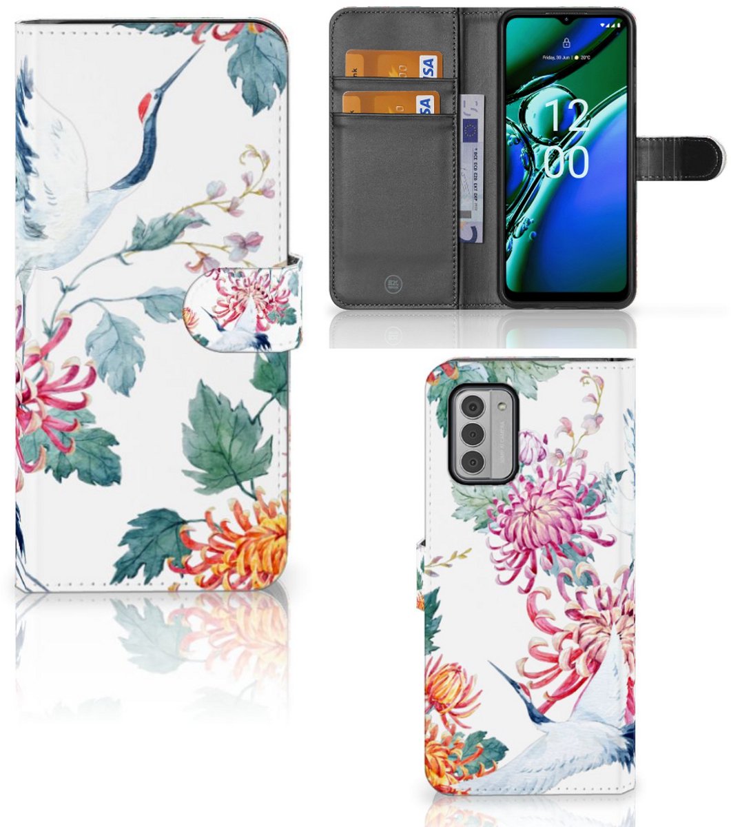Nokia G42 Telefoonhoesje met Pasjes Bird Flowers