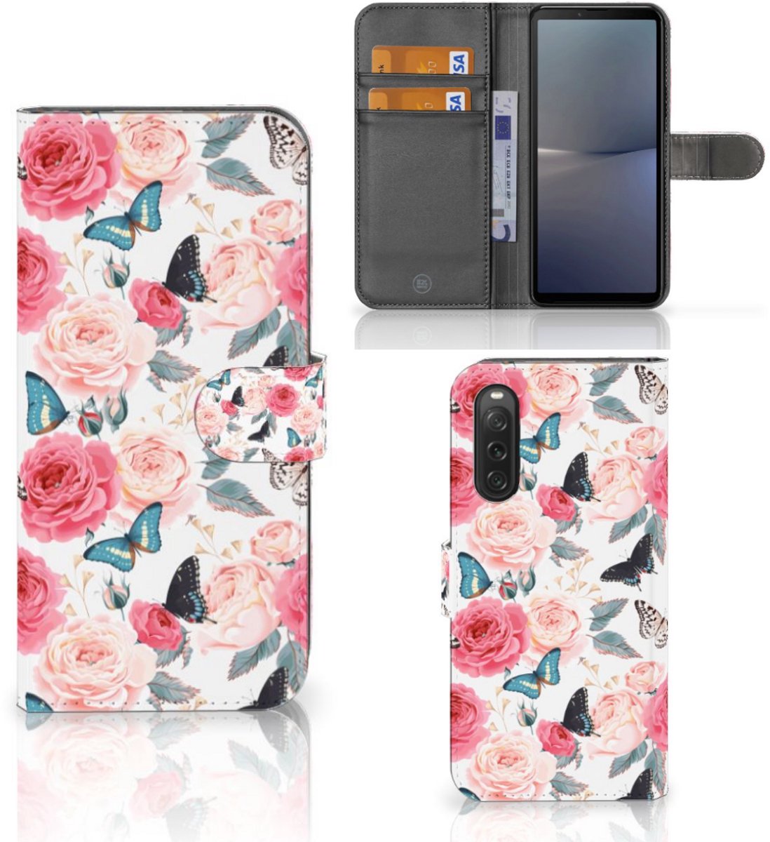 Sony Xperia 10 V Hoesje Butterfly Roses