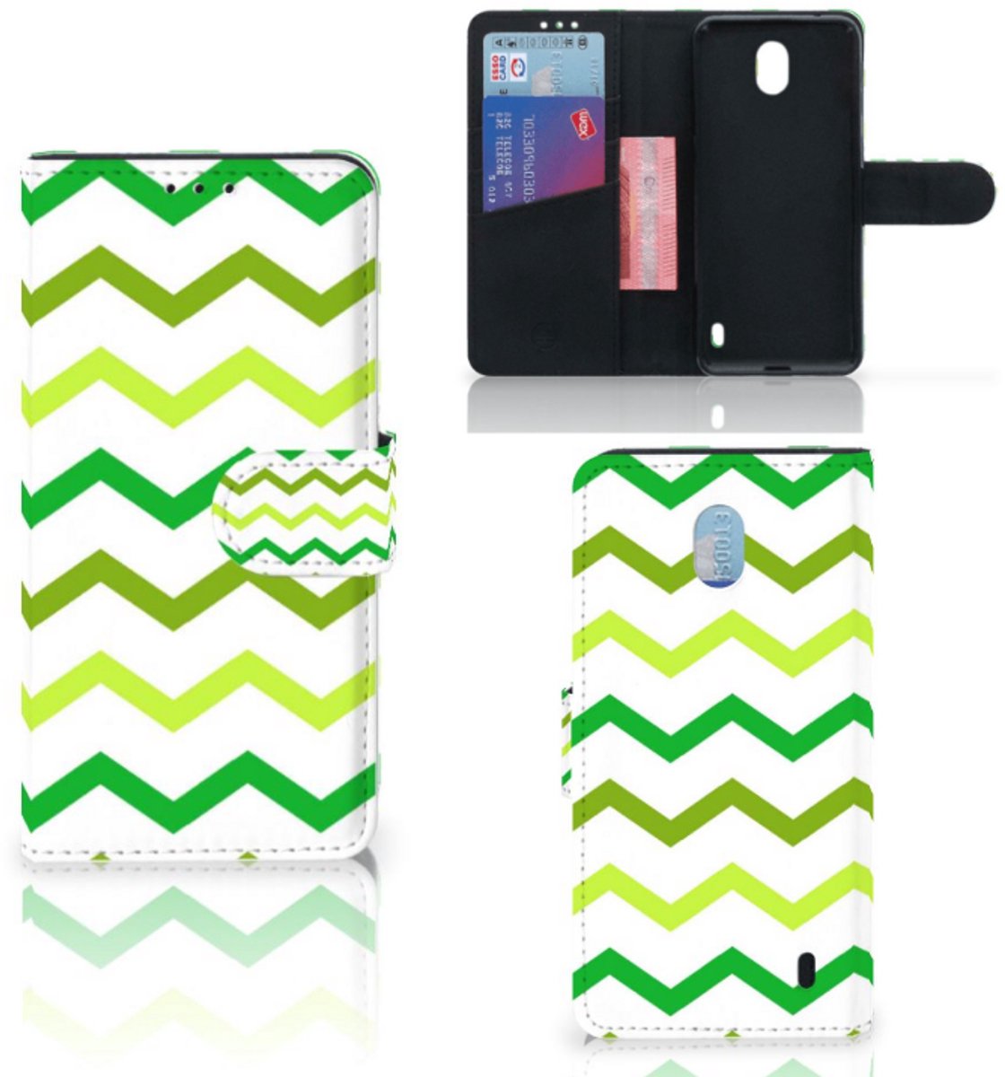 Nokia 1 Plus Telefoon Hoesje Zigzag Groen