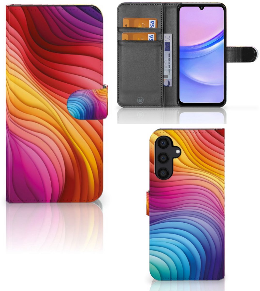 Book Case voor Samsung Galaxy A15 Regenboog