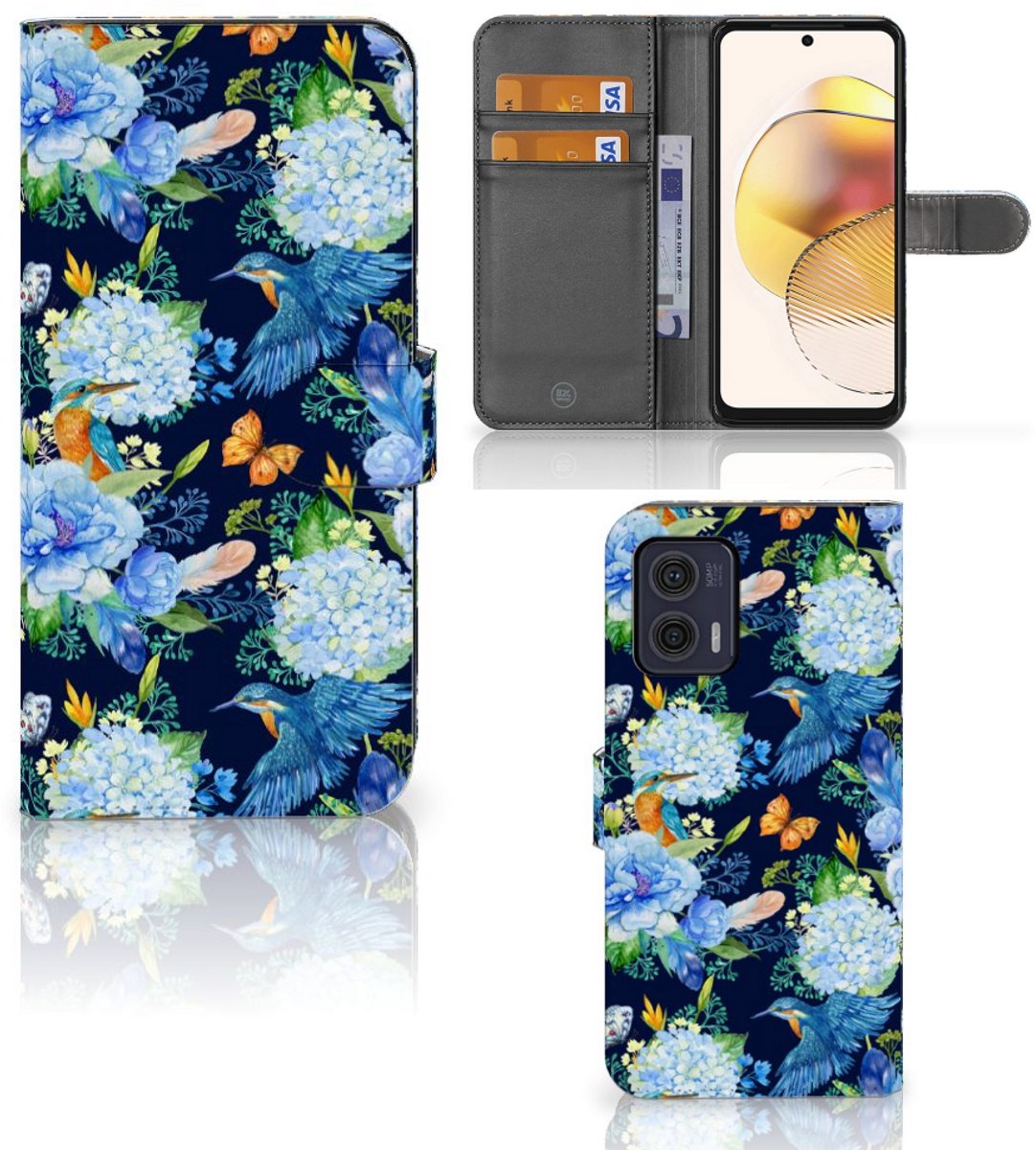 Telefoonhoesje met Pasjes voor Motorola Moto G73 IJsvogel