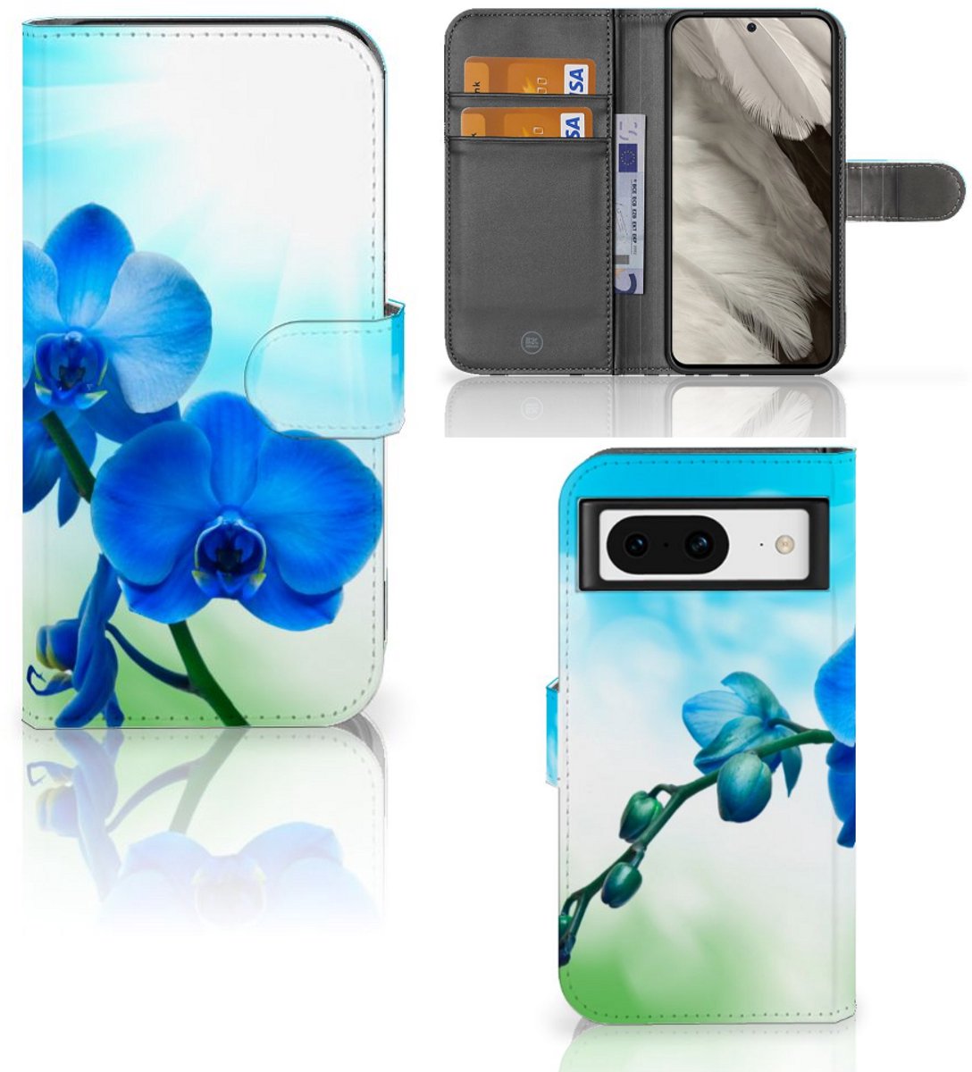 Google Pixel 8 Hoesje Orchidee Blauw - Cadeau voor je Moeder