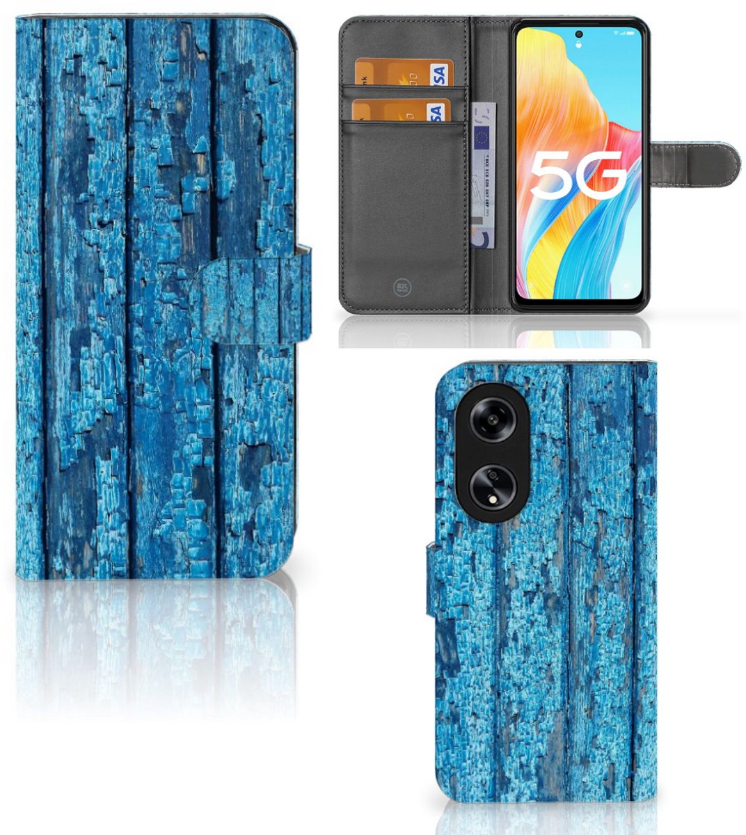OPPO Reno8 T 5G Book Style Case Wood Blue