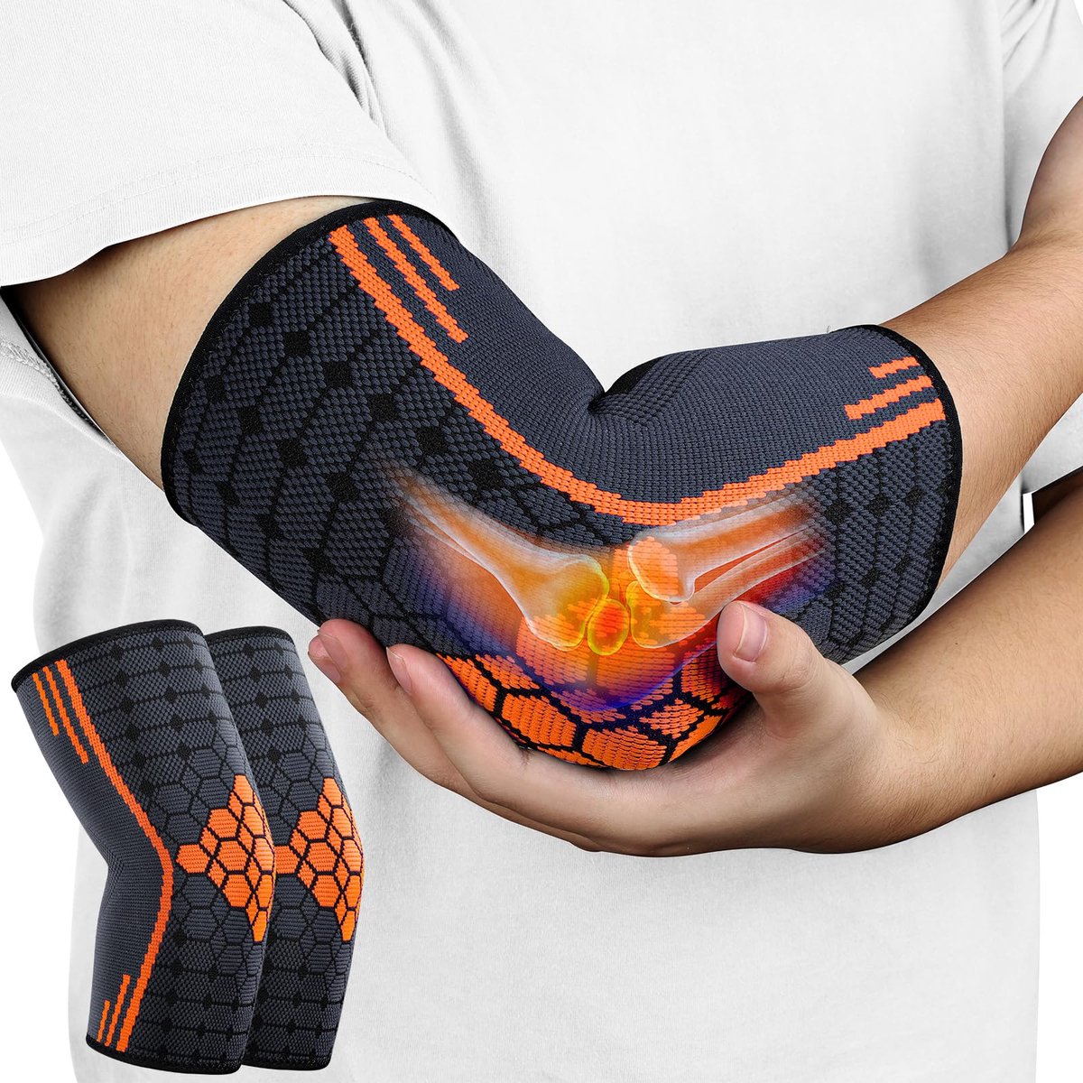 Namajunas - Elleboog brace - Elleboogbrace voor tennis, golf, fitness - Compressie elleboogbandage voor artritis, peesontsteking - 2 stuks - elleboogbraces tennisarm voor mannen en vrouwen - Elleboogbeschermers voor sport en dagelijks gebruik - M