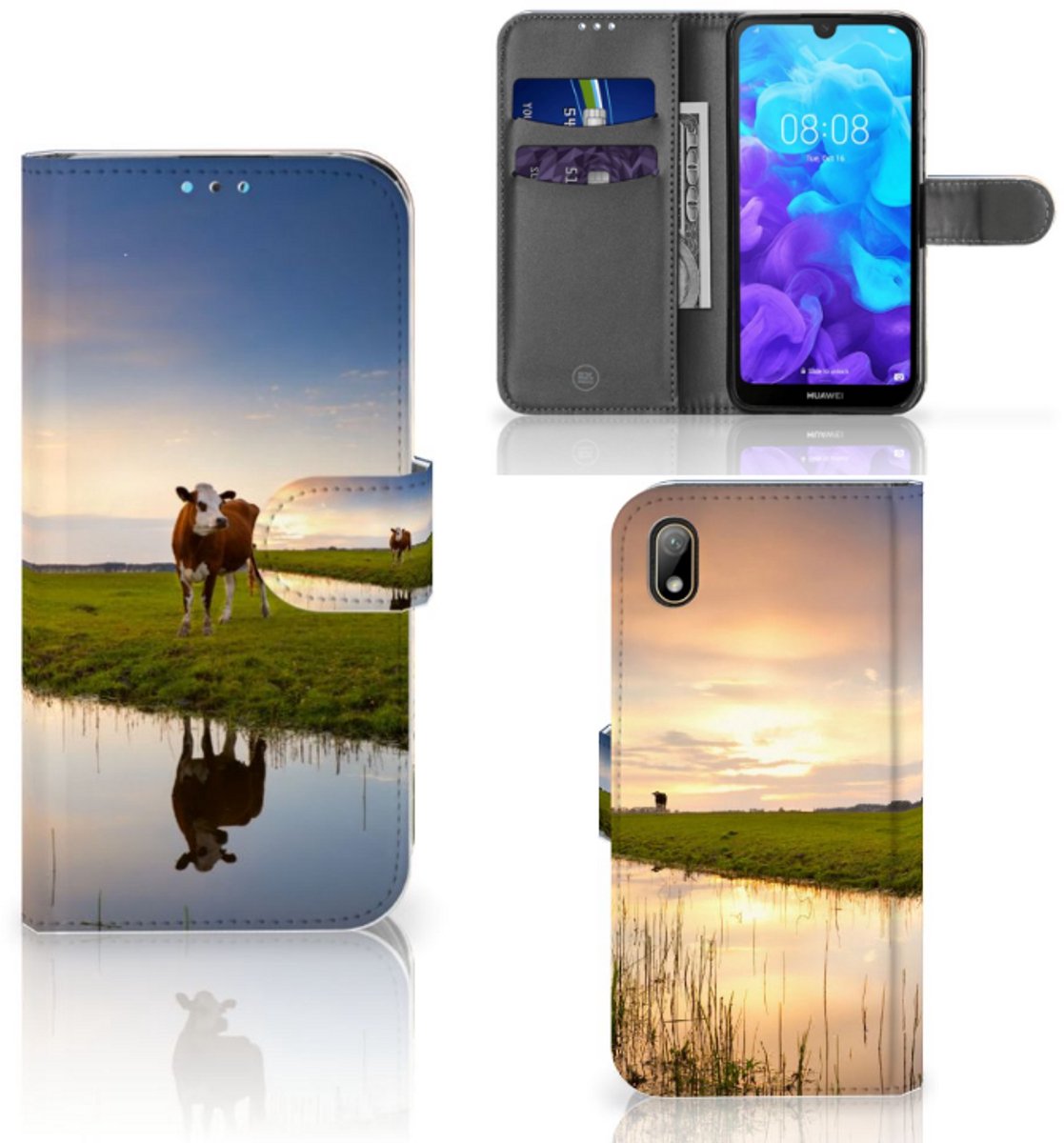 Huawei Y5 (2019) Telefoonhoesje met Pasjes Koe