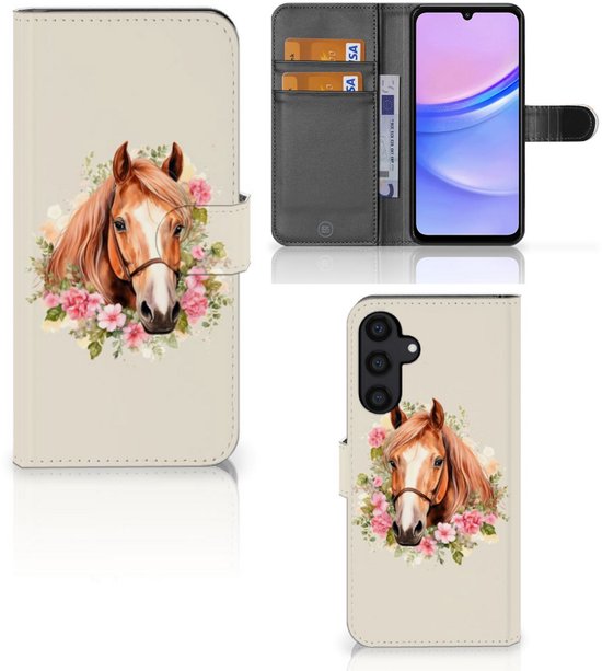Telefoonhoesje met Pasjes voor Samsung Galaxy A15 Paard