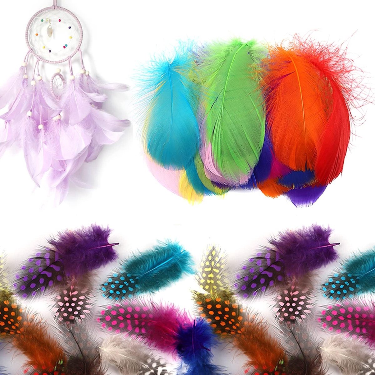 Kleurige Veertjes en Parels voor DIY Decoratie, Creatieve Kunstprojecten en Bruiloften, 100 Stuks