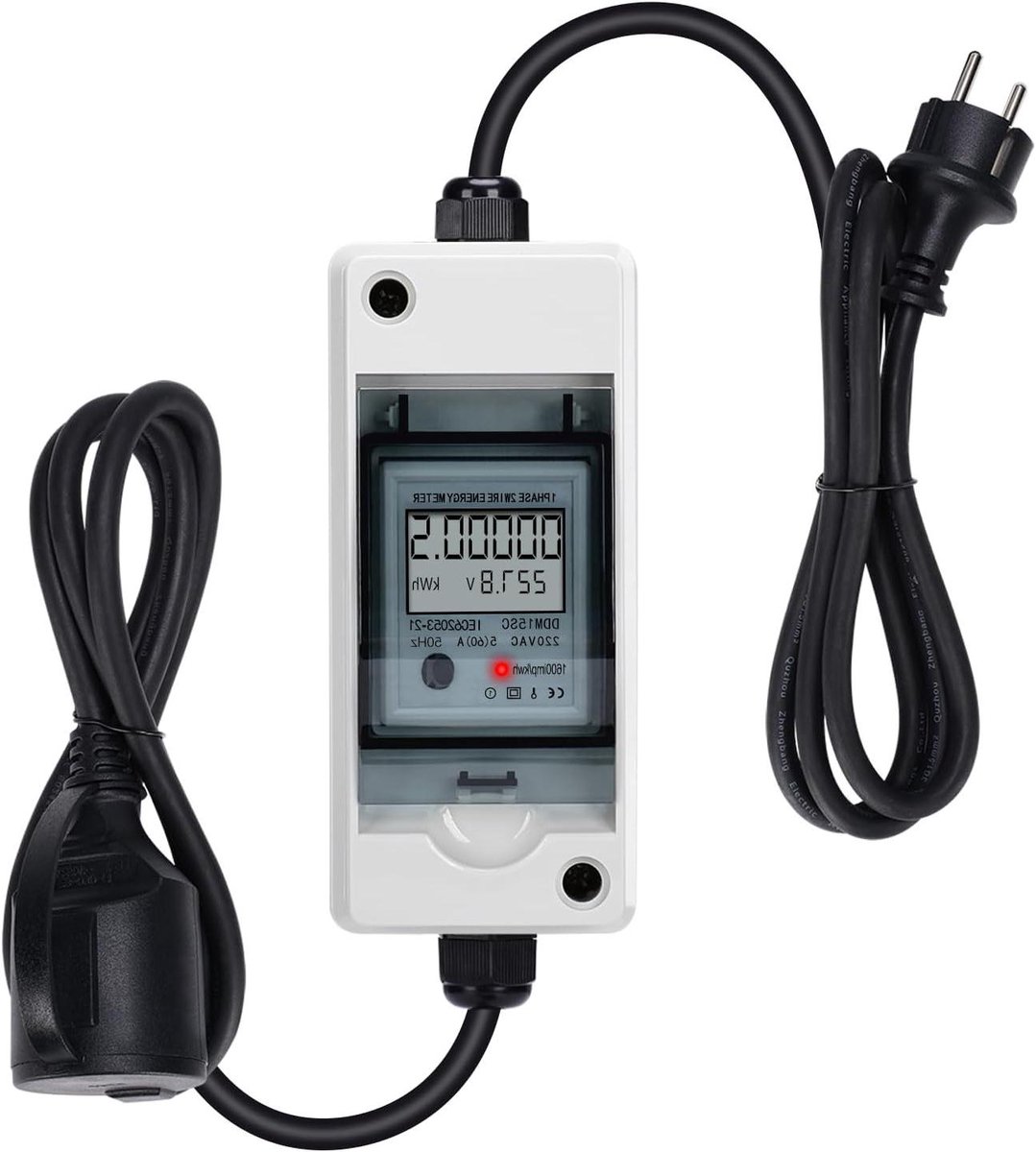 Digitale Stroommeter - Energie Verbruiksmeter - Stroomverbruik Monitoren - IP65 Waterdicht - 230 V - Zwart