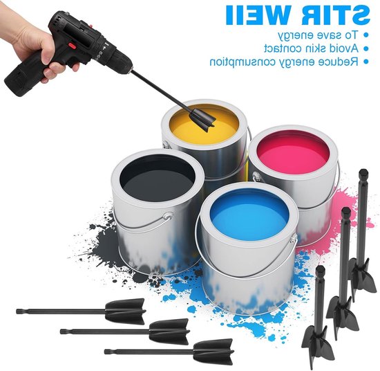 6-delige Boormixer Accessoire Set, Herbruikbare Epoxy Mixer voor 1/4" Boor, Ideaal voor het Mengen van Epoxyhars, Verf en Keramische Glazuur — afbeelding 2