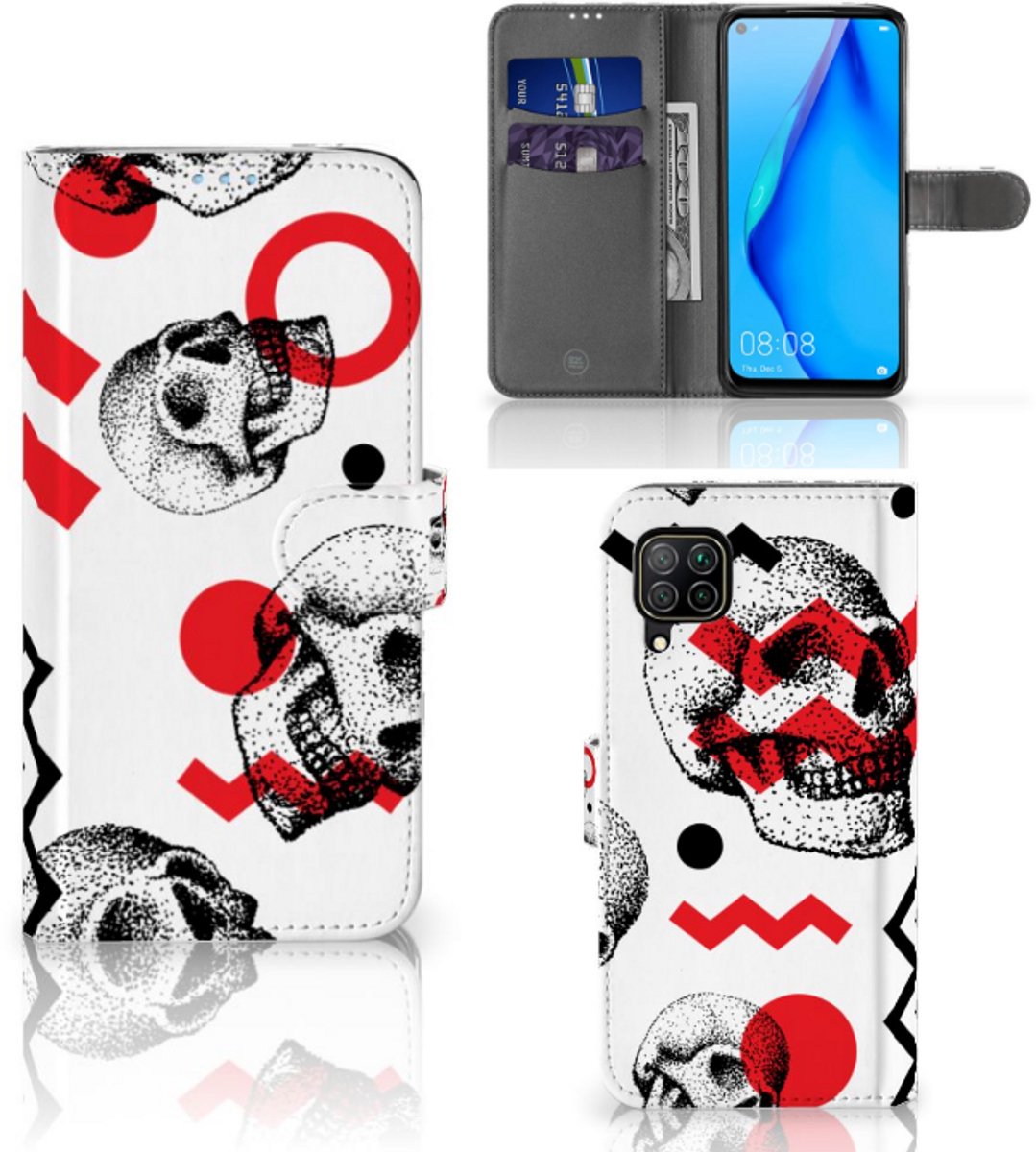 Telefoonhoesje met Naam Huawei P40 Lite Skull Red