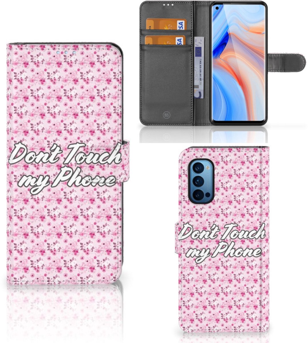 OPPO Reno 4 Pro 5G Portemonnee Hoesje Flowers Pink DTMP