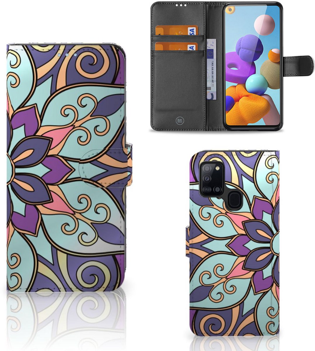 Samsung Galaxy A21s Hoesje Purple Flower