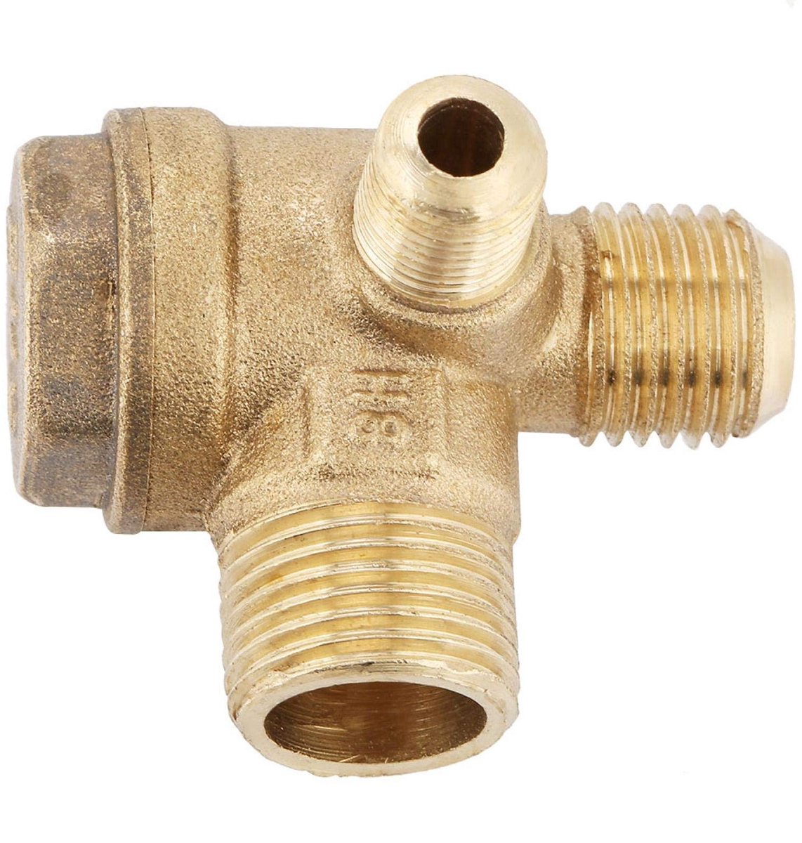 Cosensi - Air Check Valve - Luchtdrukregelaar - Duurzaam - 90 Graden - Vervangingsonderdeel - Geschikt voor Air Compressor - Koperkleurig