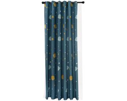 Cosensi - Blue Planets Curtains - Polyester Gordijnen - Voor Privacy en Decoratie - 1pcs Curtain - Ruimte Thema - Geschikt voor Slaapkamer e