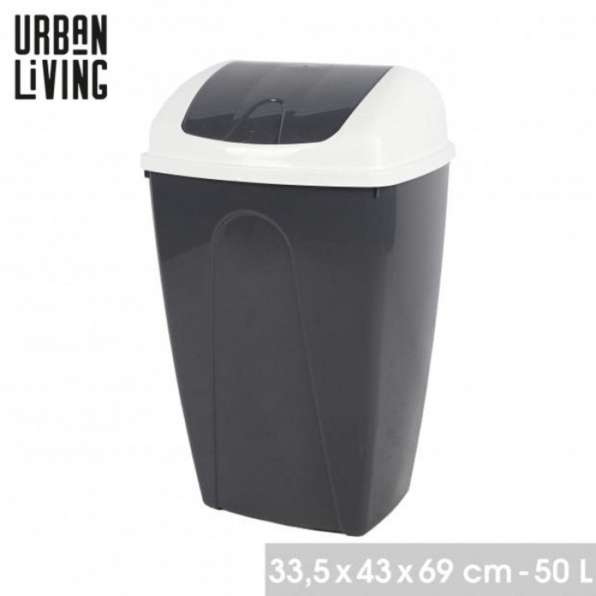 "PASHA" Flip prullenbak 50L – tweekleurig wit en Moonrock