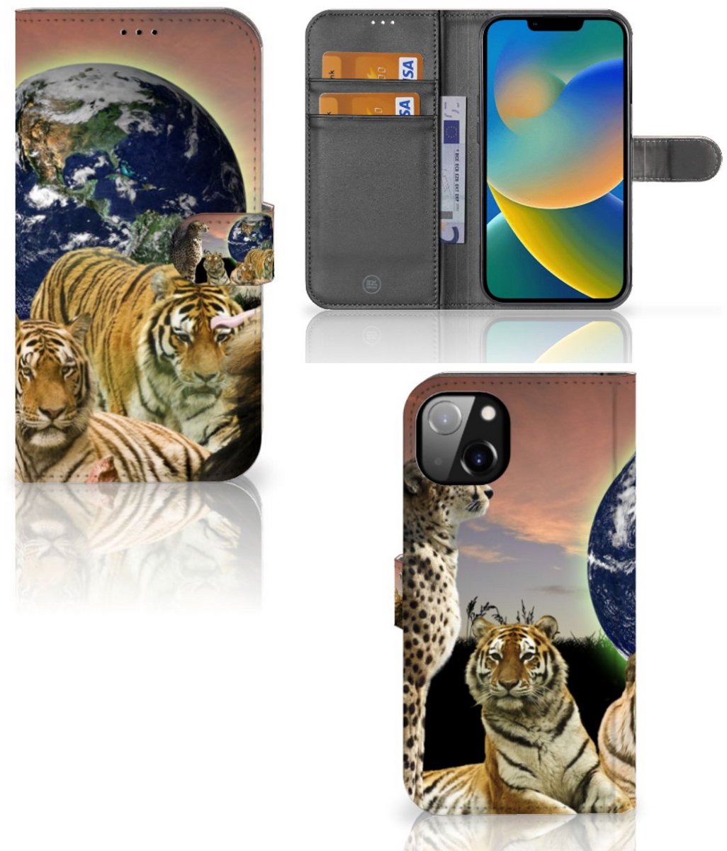 iPhone 14 Plus Telefoonhoesje met Pasjes Roofdieren