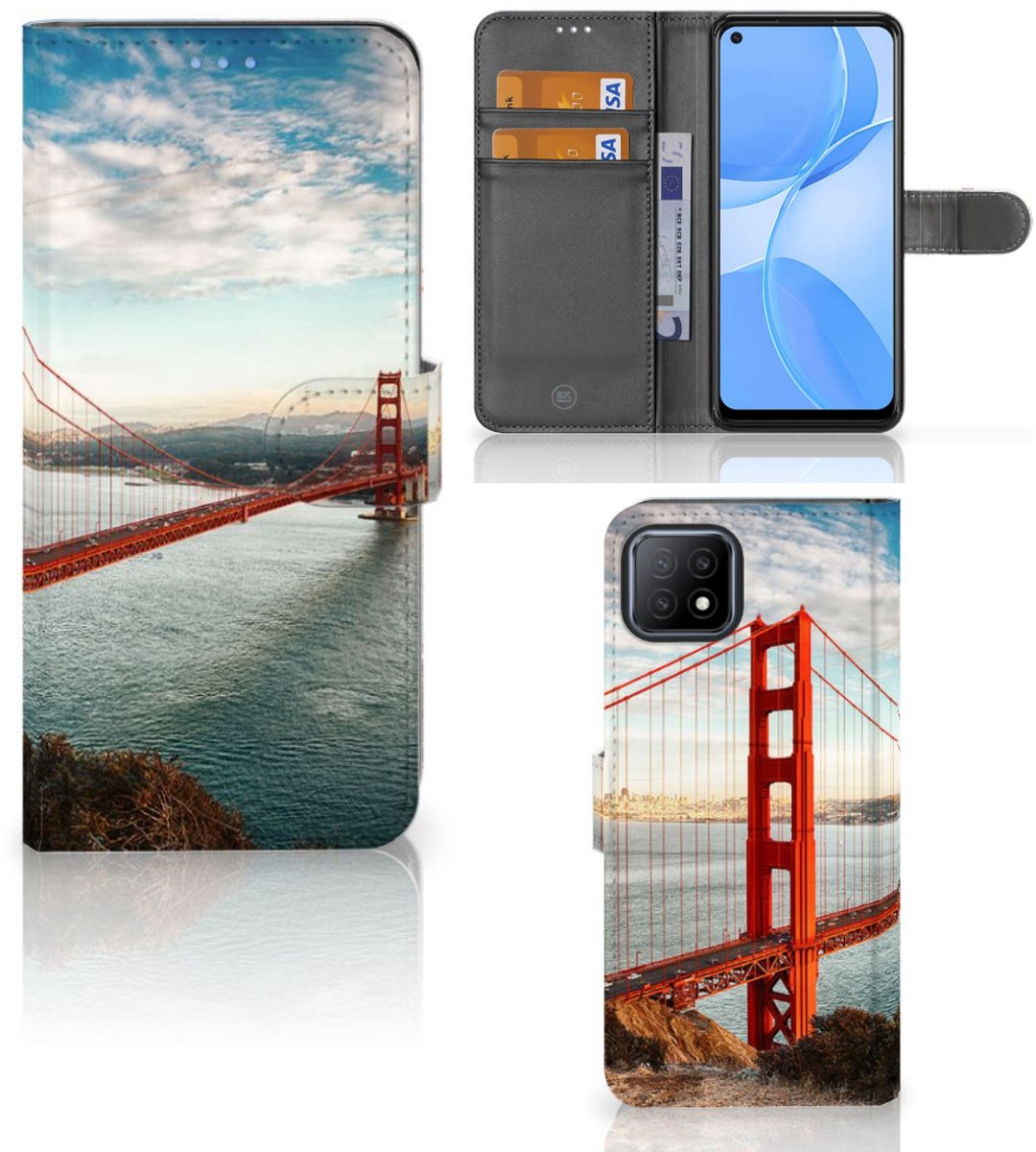 Boekhoesje voor OPPO A73 5G Flip Cover Golden Gate Bridge
