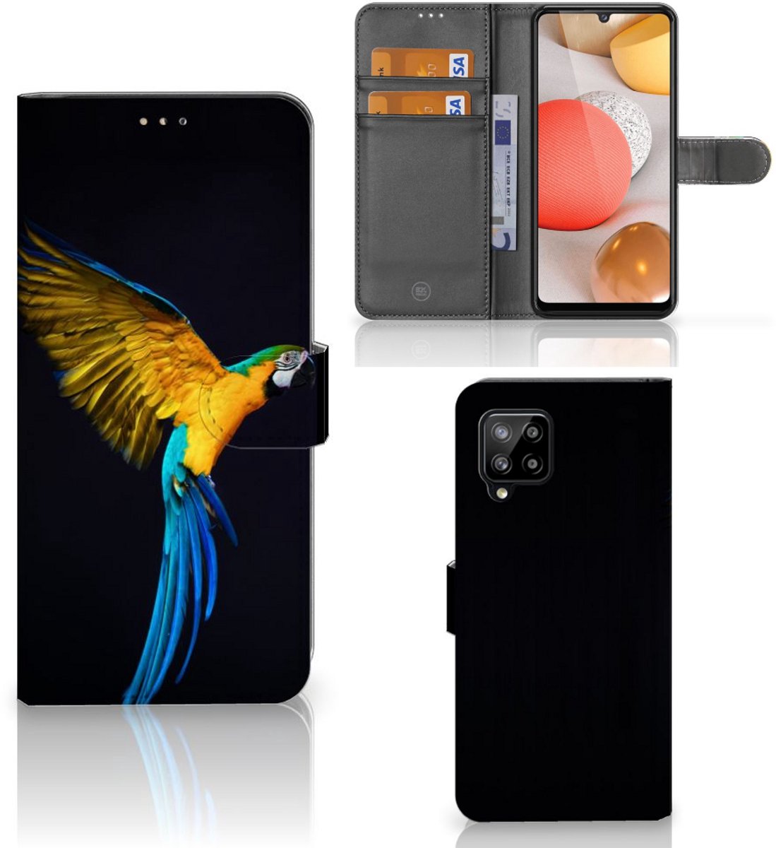 Samsung Galaxy A42 5G Telefoonhoesje met Pasjes Papegaai