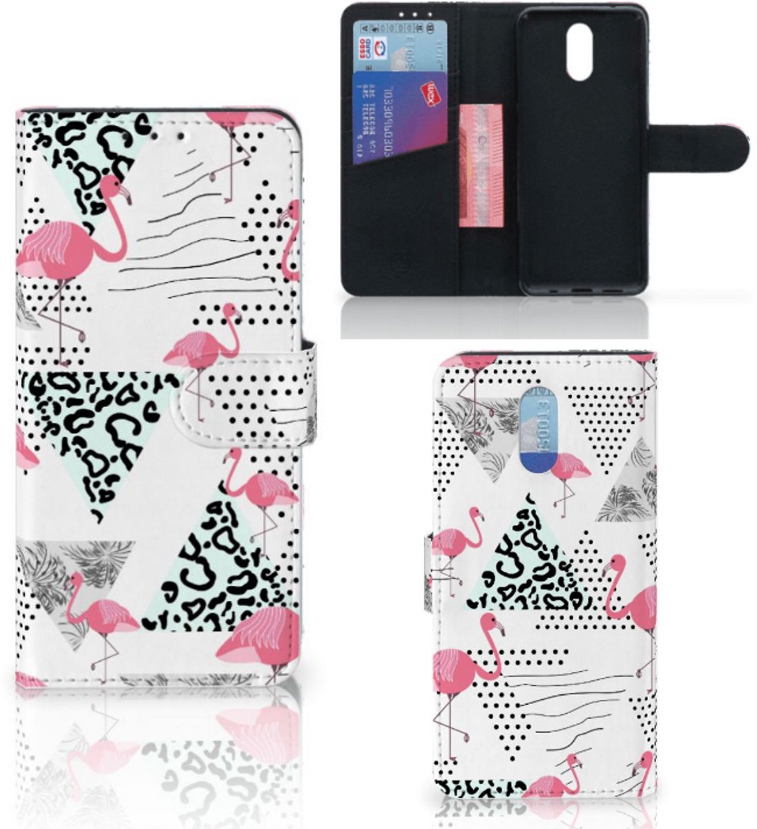 Nokia 2.3 Telefoonhoesje met Pasjes Flamingo Triangle