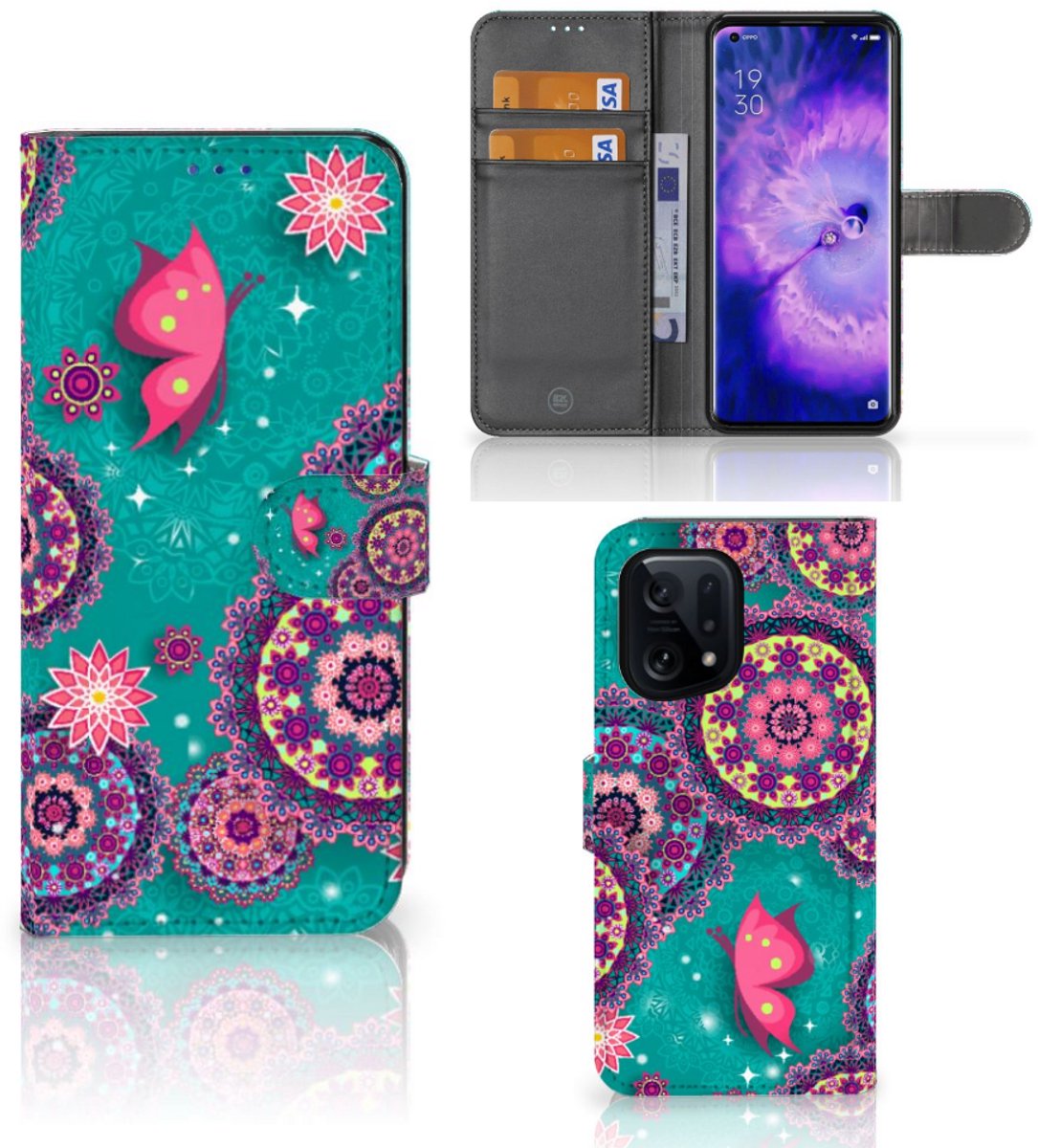 OPPO Find X5 Hoesje Cirkels en Vlinders