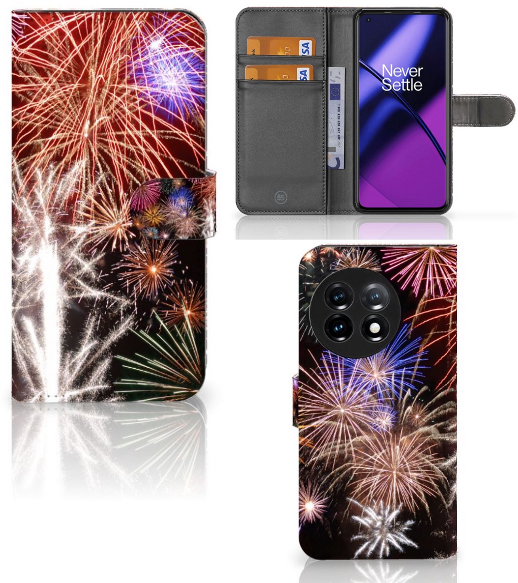 OnePlus 11 Wallet Case met Pasjes Vuurwerk