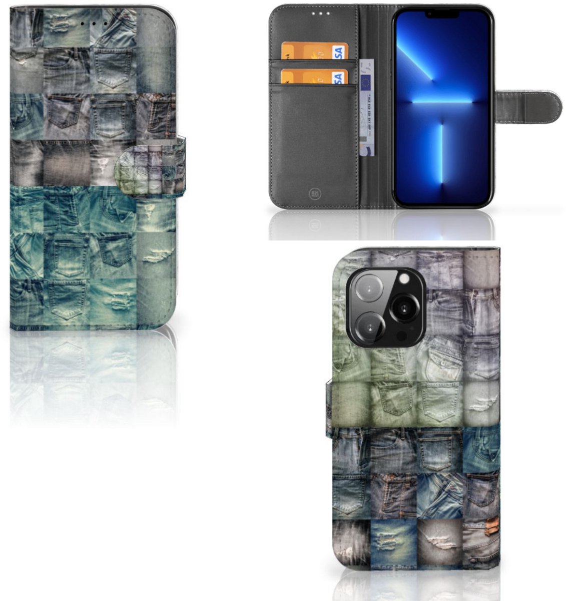 Wallet Case met Pasjes iPhone 13 Pro Spijkerbroeken