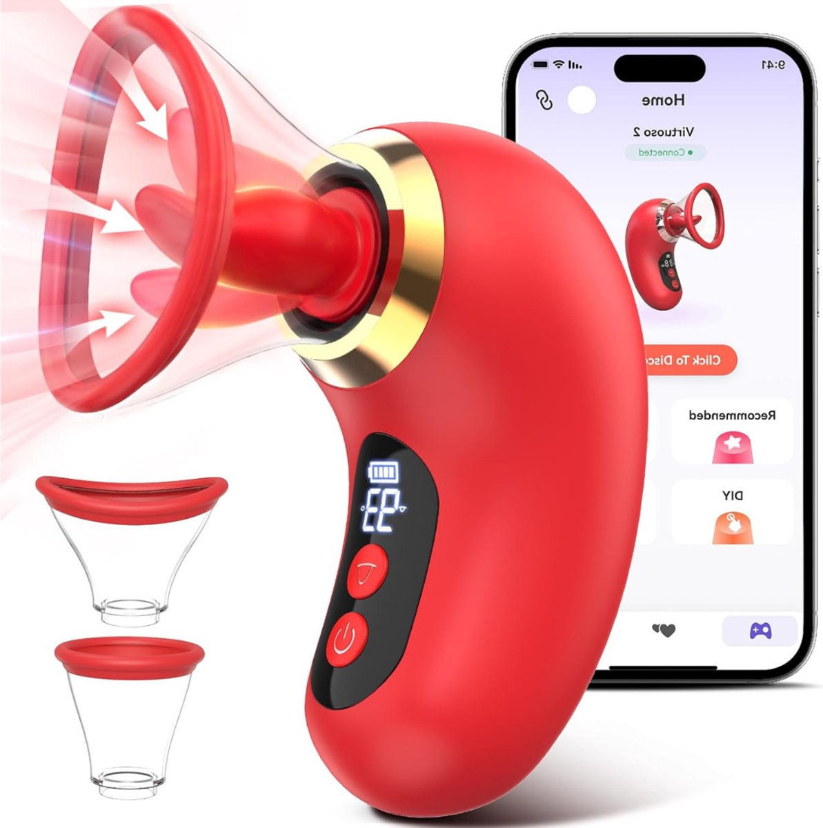 VIN® Krachtige Clitoris Zuiger – Sex Toys voor Vrouwen Luchtdruk - Zuigende Masturbator - Sex Toys Femme - Rode Vibrator - Bewegende Dildo - USB-Oplaadbaar - Waterdicht - Discreet Verzonden