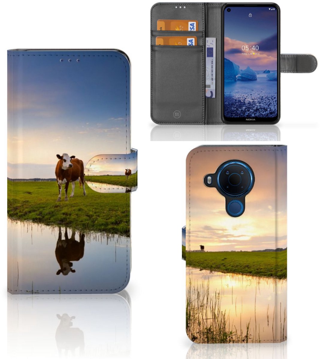 Nokia 5.4 Telefoonhoesje met Pasjes Koe